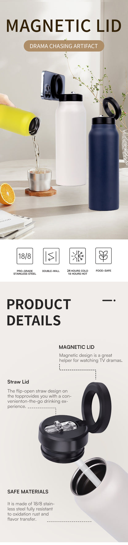 Water Bottle with MagSafe Phone Holder